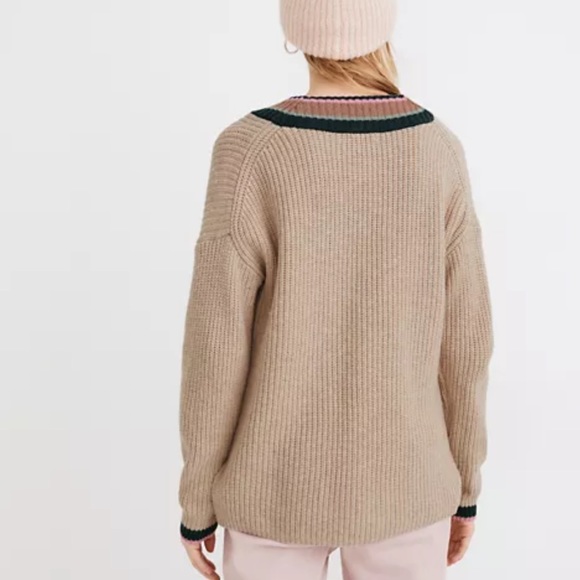 MADEWELL 	tipped forrest v-neck sweater (never worn!) Large - Picture 6 of 6
